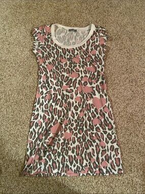 Pink Heart Leopard Print Tunic Shirt